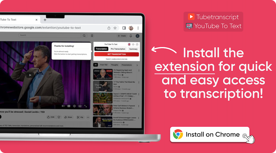 Install the extension to quick and easy access to transcription